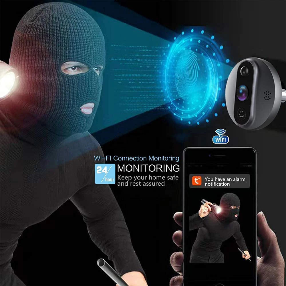 Smart Life Wireless Security Home Video Doorbell Camera Wifi 2.4G 1080P Ring Bell Door Peephole Intercom Video With Screen