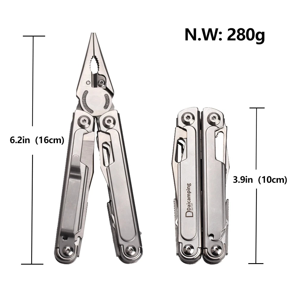 Daicamping DL7 Titanium G10 Stainless Handle Outdoor Camping Folding EDC Multi Tools Pliers Hand Tools Set Multi-tools Kit
