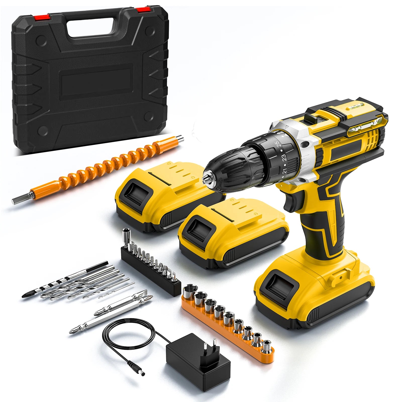 Cordless Impact Drill 1800RPM Electric Screwdriver & Hammer Drill 3-in-1 Mini Wireless Hand Drill, Rechargeable Power Tool for Household Installation and Repair