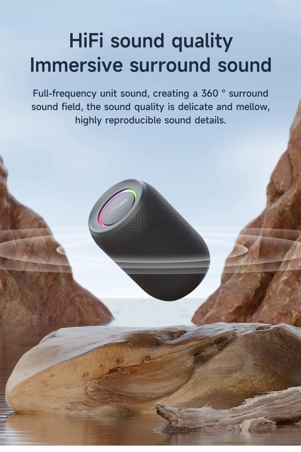 Zealot S32 pro Bluetooth Wireless Outdoor Portable Subwoofer Speaker Waterproof IPX6 Dual Pairing 3600mAh Wireless Speaker