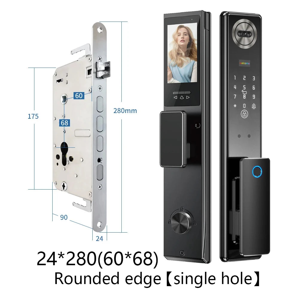 SANKESONG 3D Face Recognition Smart Door Lock,Palm Vein Recognition Video Smart Lock with Camera,Build-in WiFi,APP Control