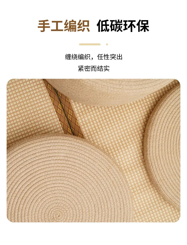 Cotton Thread Hand Woven Japanese Tatami Futon Breathable Comfortable Grass Woven Hemp Rope Floor Cushion Meditation Worship