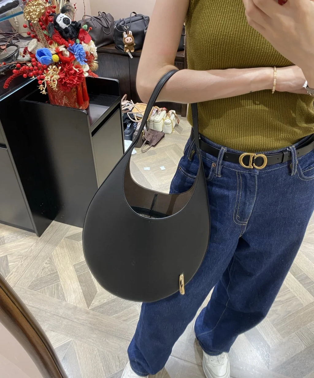2025 summer new large crescent pipa bag imported top layer cowhide armpit bag single shoulder crossbody bag