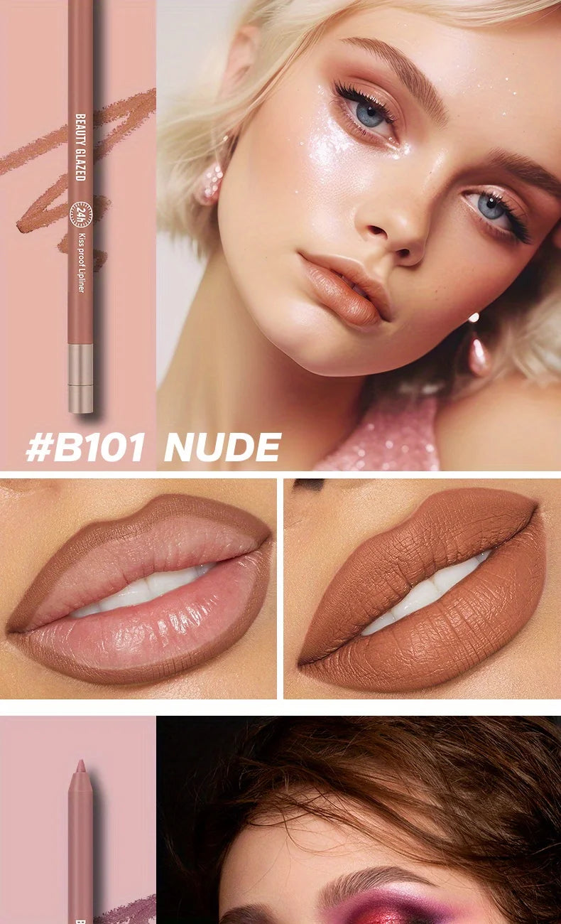 Beauty Glazed matte nude lip liner pencil in B101 for waterproof, high-pigment lip shaping and definition.
