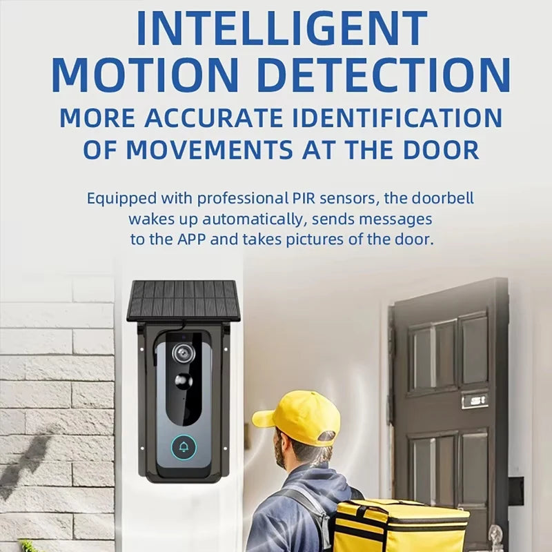 Tuya Doorbell with Solar Rain Cover Camera Wireless Video Doorbell Wifi PIR Human Body Sensing Outdoor Door Bell Video Intercom