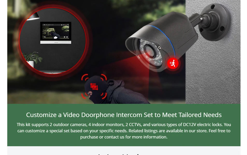 Tuya Smart APP WIFI HD 10” Video Doorphone Entry Intercom System 4 Wire IP65 1080P Doorbell Camera Recording Snapshot