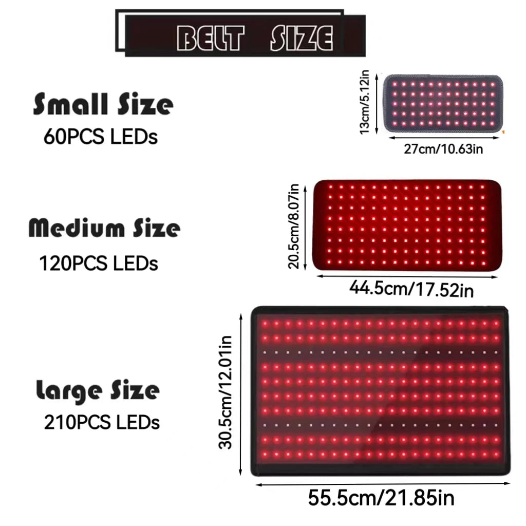 Infrared LED Red Light Therapy Belt for Body 850nm+660nm Light Wave Recovery Muscle Pain Wound Repair Relief Shoulder Wrap