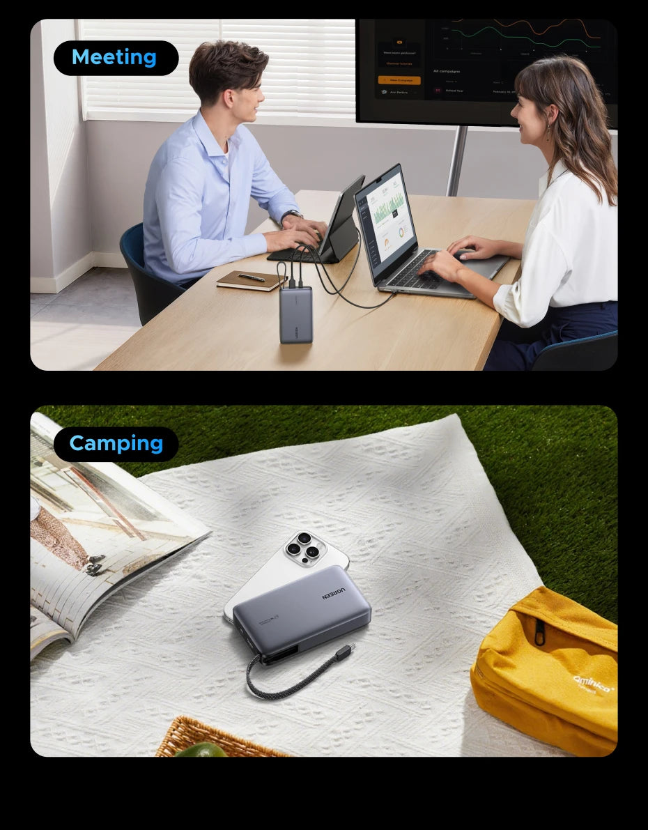 20000mAh Power Bank 67W Fast Charging Portable Charger with Built-in Cable Tidesmit