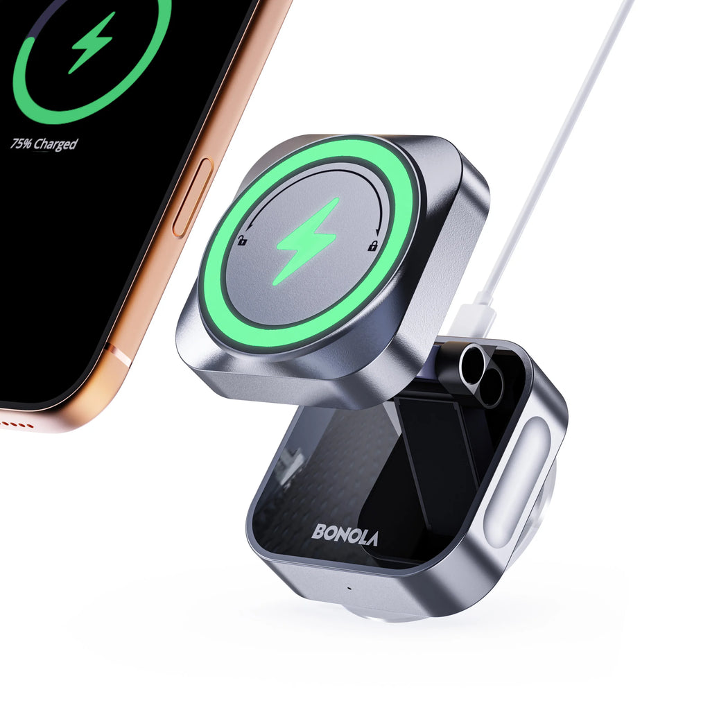 Magnetic Wireless Car Charger: MagSafe Compatible Foldable Suction Mount Tidesmit