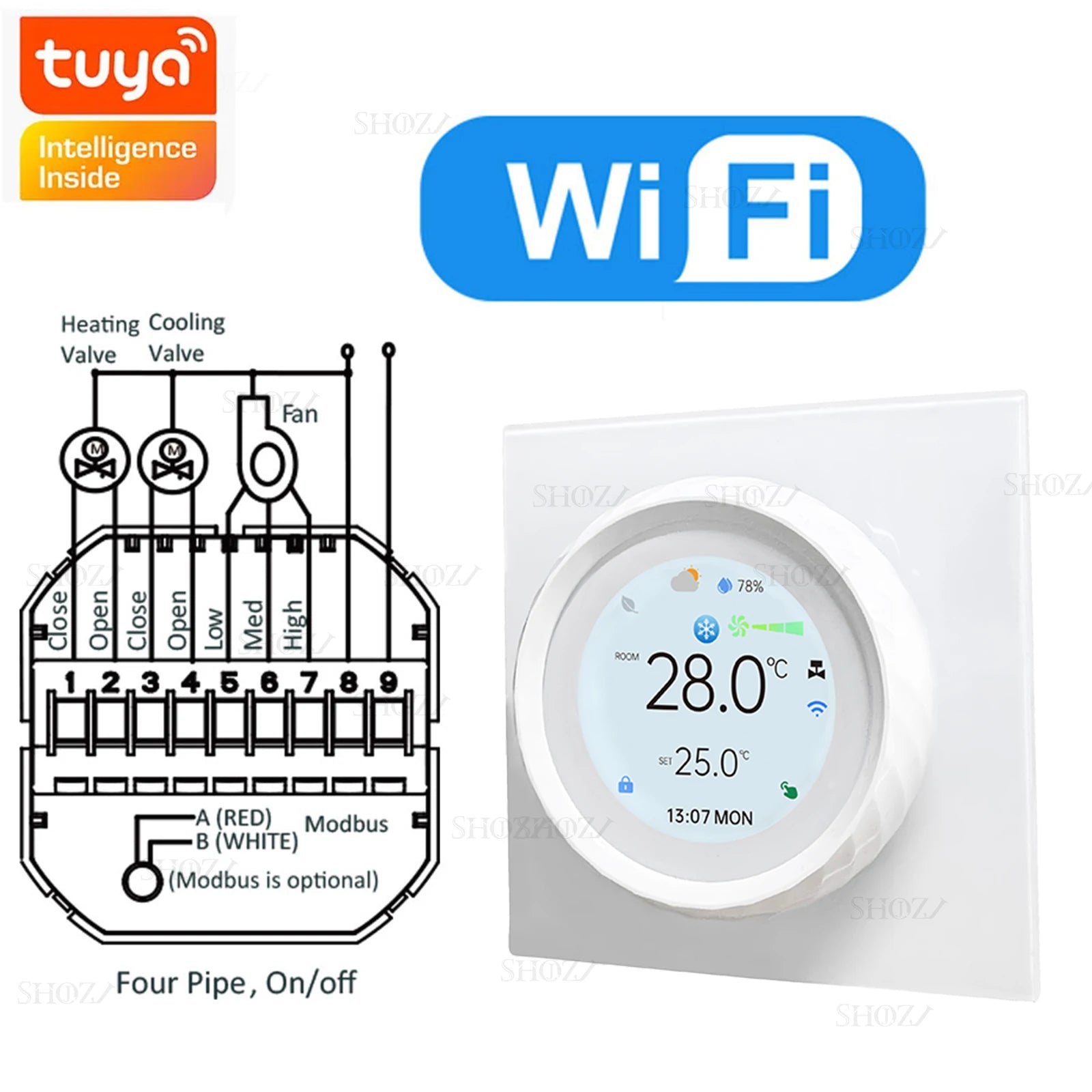 TUYA Zigbee/Wifi Knob Smart Thermostat Wireless Programmable °C/°F Heat Cool Air Conditione for Home HVAC Systems Energy Saving
