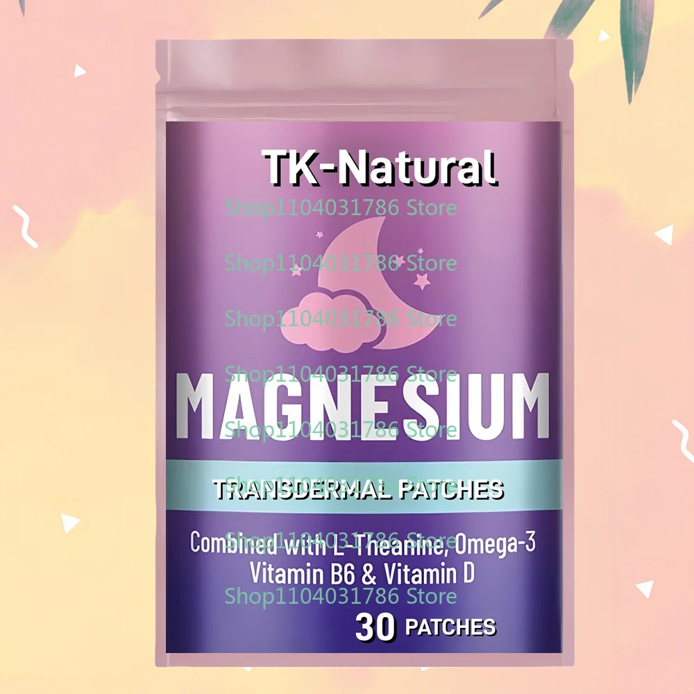 30 Patches Magnesium Glycinate Transdermal Patches With L-theanine, Omega-3,Vitamin B6, D3 - for Sleep, Relaxation, Brain, Bones