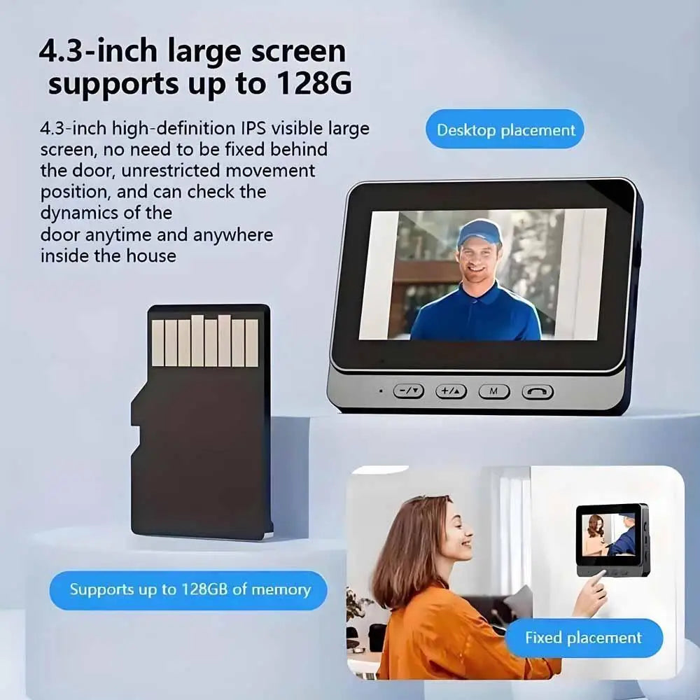 Wireless intercom Doorbell HD Night Vision 4.3in lPs screen Waterproof Visual Doorbell camera smart Home security Video By Bell