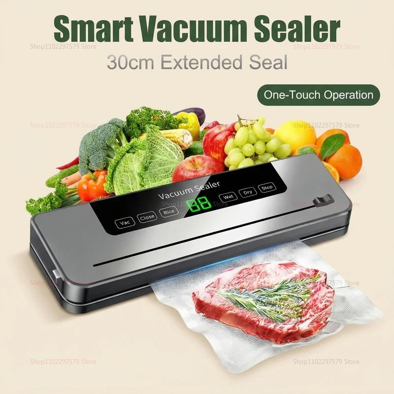 Vacuum Sealer Machine for Dry and Wet Food Food Storage Sealing with Built-in Cutter UV Kitchen Food Vacuum Packaging Machine