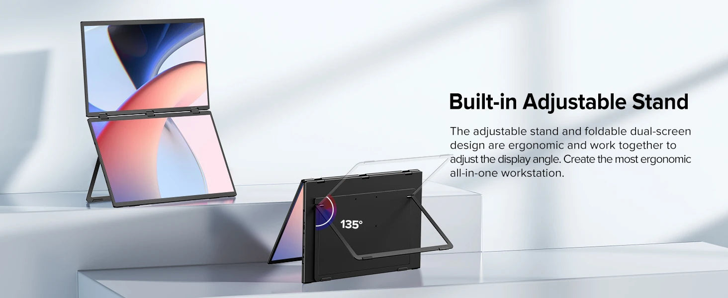 UPERFECT Delta Max Touch 18.5" 100Hz Stacked Monitor Laptop Touchscreen Folding Dual Mobile Computer Display W/ USB C Mini HDMI