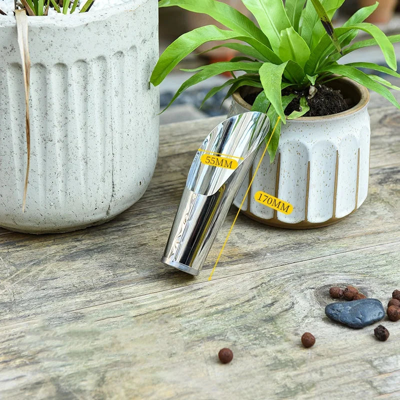 Stainless steel mini shovel bucket with 55 mm mark and 170 mm length