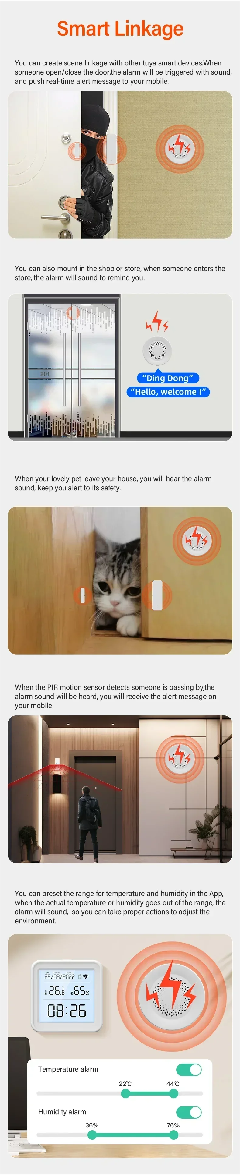 Tuya WiFi Siren Alarm For Smart Home Security 100db Speaker Works With Alexa Yandex Alice Tuya Smart Life