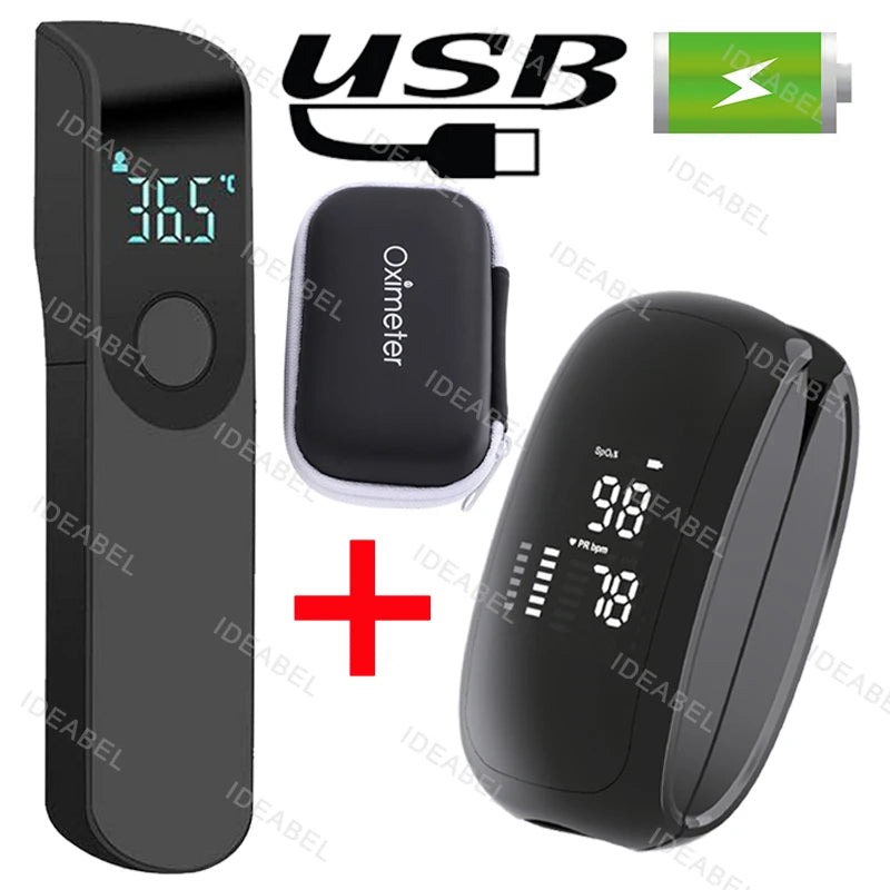 Rechargeable Medical Oximeter Strap Lanyard Fingertip Pulse Oximeter Blood Oxygen Saturation Monitor Digital LED Display Child