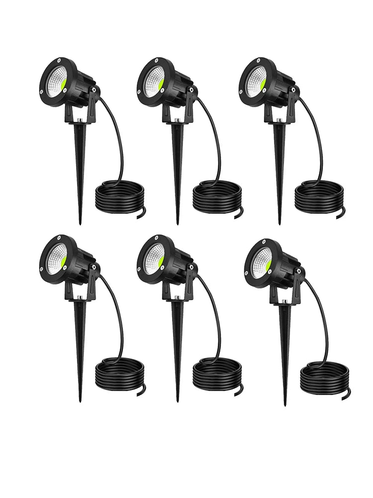 1 Meter Cable IP65 LED Garden Lawn Lamp Light 5W 10W Spike Landscape Lamp AC DC12V24V Warm White Blue Spot Lights 220V110V