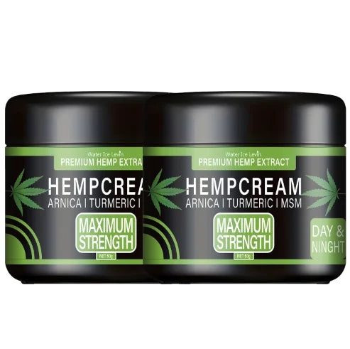 Hemp Cream: Premium Hemp Extract+Arnica+Turmeric, Maximum Strength, Light Texture, Moisturizes for Elastic Skin (Day & Night)