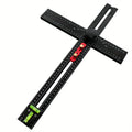 Adjustable 2-in-1 Drilling Drywall Positioning Square Ruler, Aluminum Alloy Cabinet Hardware Jig Door Hole Drilling Template