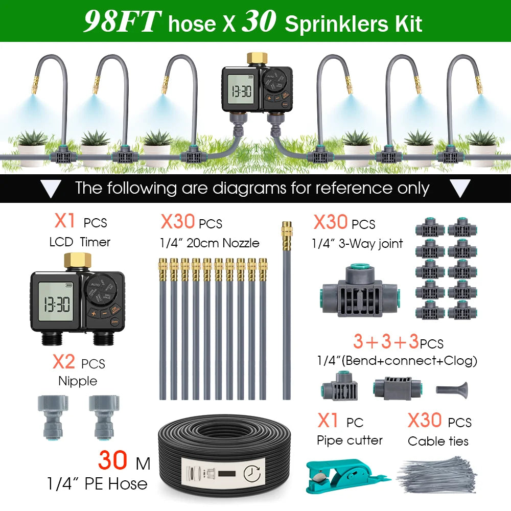 New Type-C Direct Charging Gardening Dual-Way Independent Control Irrigation Timer Mist Cooling Kit Custom DIY Watering Schedule
