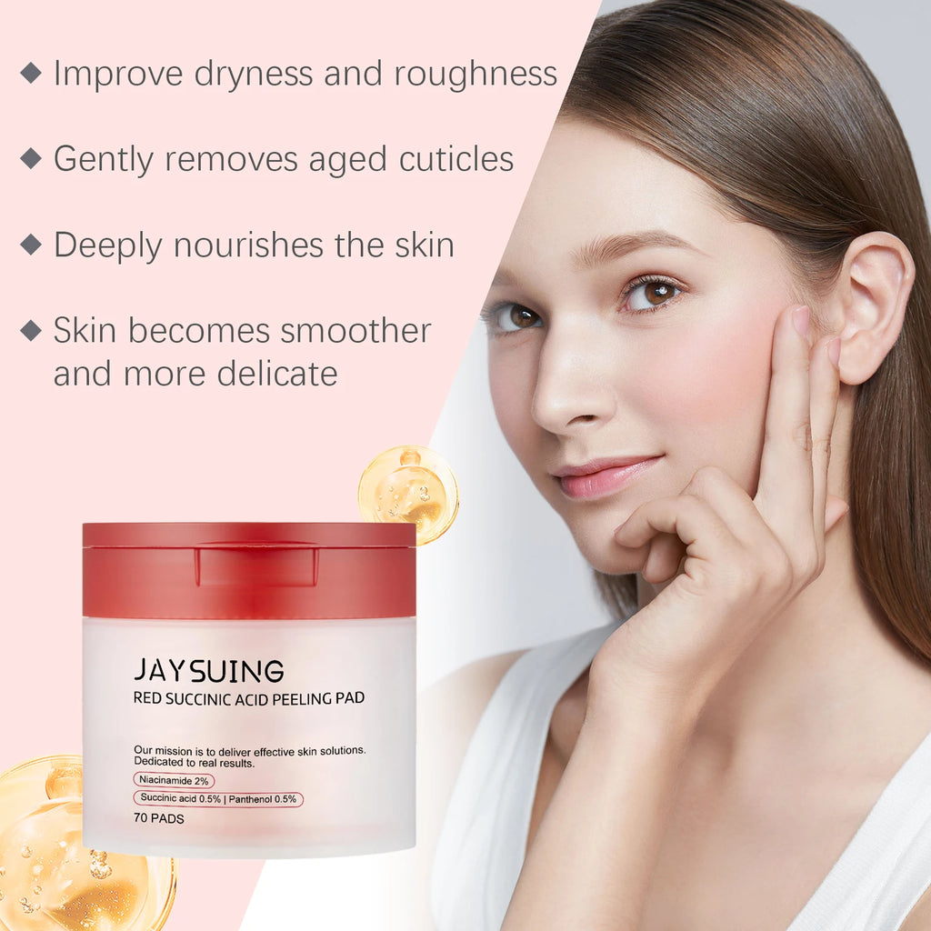 Succinic Acid Peeling Pads - Gentle Exfoliating Facial Treatment Scrubs Treatments Tidesmit