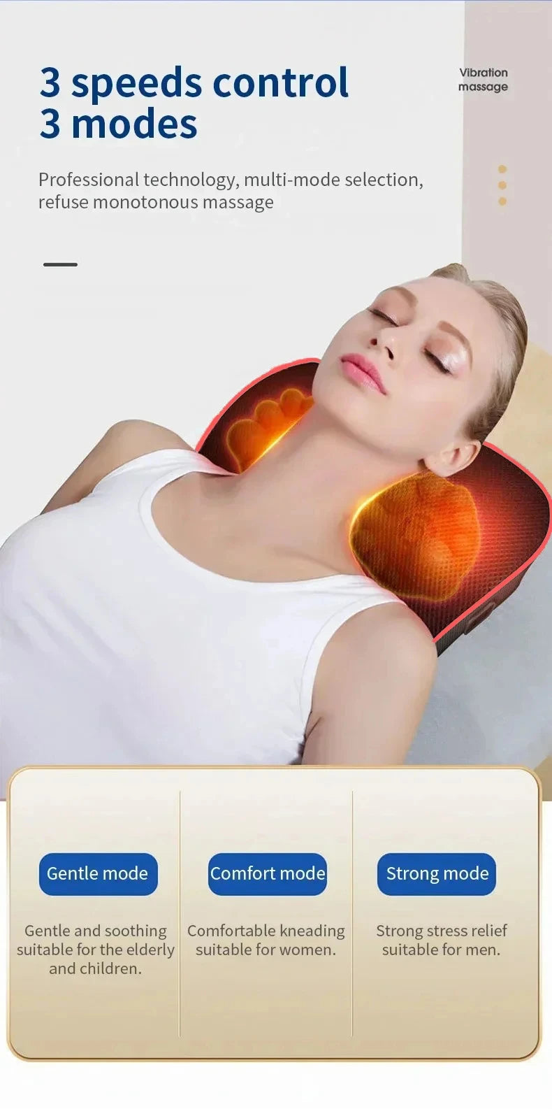 Electric Massage Pillow for Neck & Back with Heat Therapy | Tidesmit Massage Cushion Tidesmit