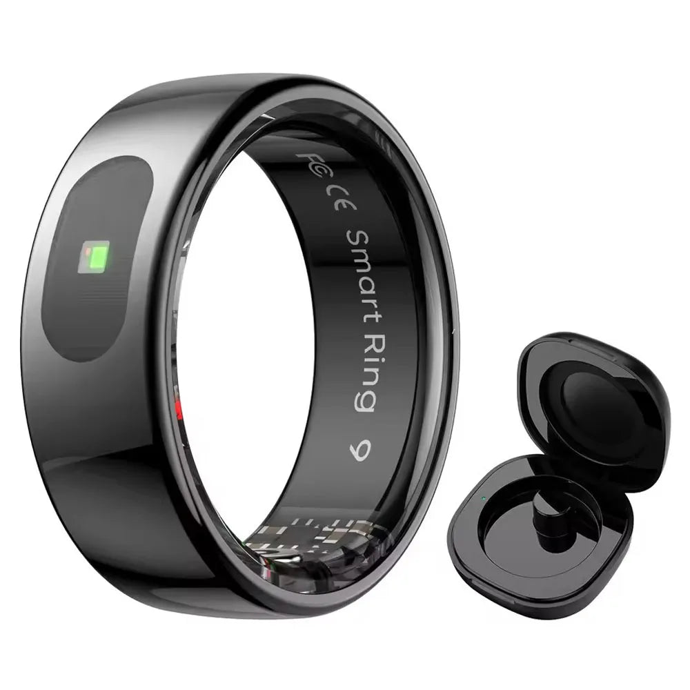 Qring Smart Ring R08 Women Men Remote Control Electronic Blood Pressure Monitor Temperature Sleep Tracker Waterproof Android IOS Black Tidesmit