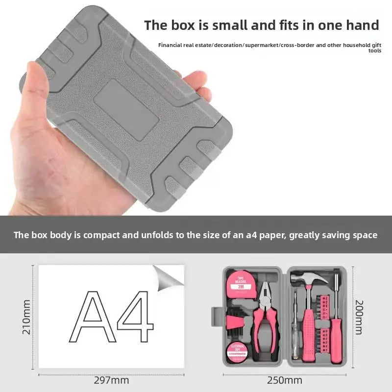 For DIY Use Pink Household Tool Kit Manual Repair Tools Set Multi-Function Home Electrical Maintenance Hand Tools