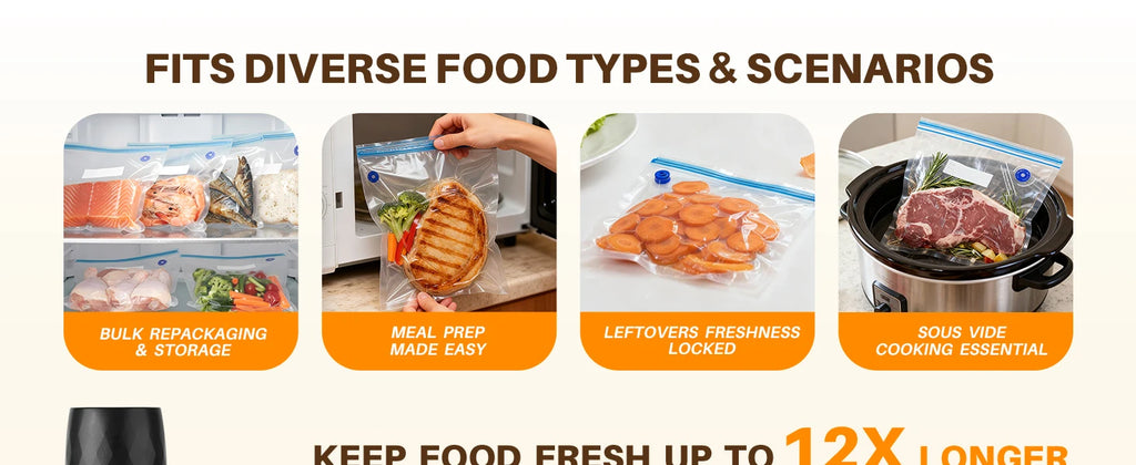 Food Vacuum Sealer, 60KPA Powerful Suction Handheld Vacuum Sealer Machine, Rechargeable for Meal Prep, Camping & RV Travel