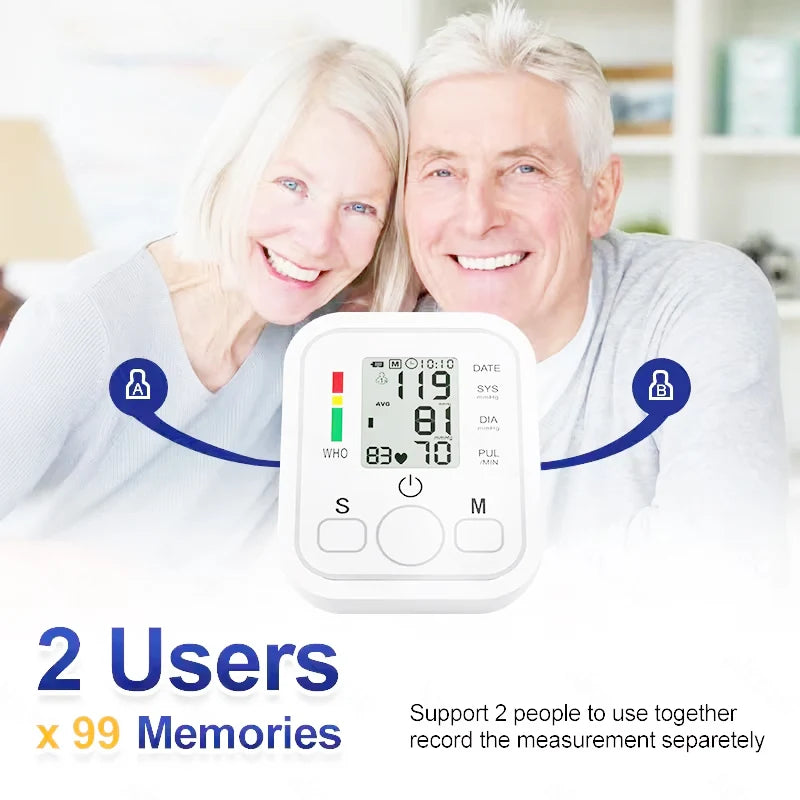 Portable Tonometer Digital Tensiometer Heart Rate Monitor Arm Blood Pressure Monitor BP Equipment Automatic Professional Medical