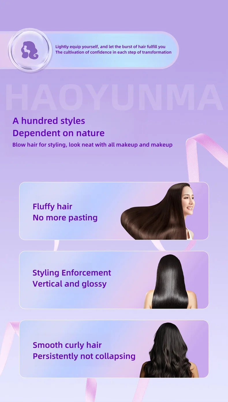 2400W blue light ionic hair dryer with magnetic attachments for professional quick-drying, smooth, and fluffy styles.