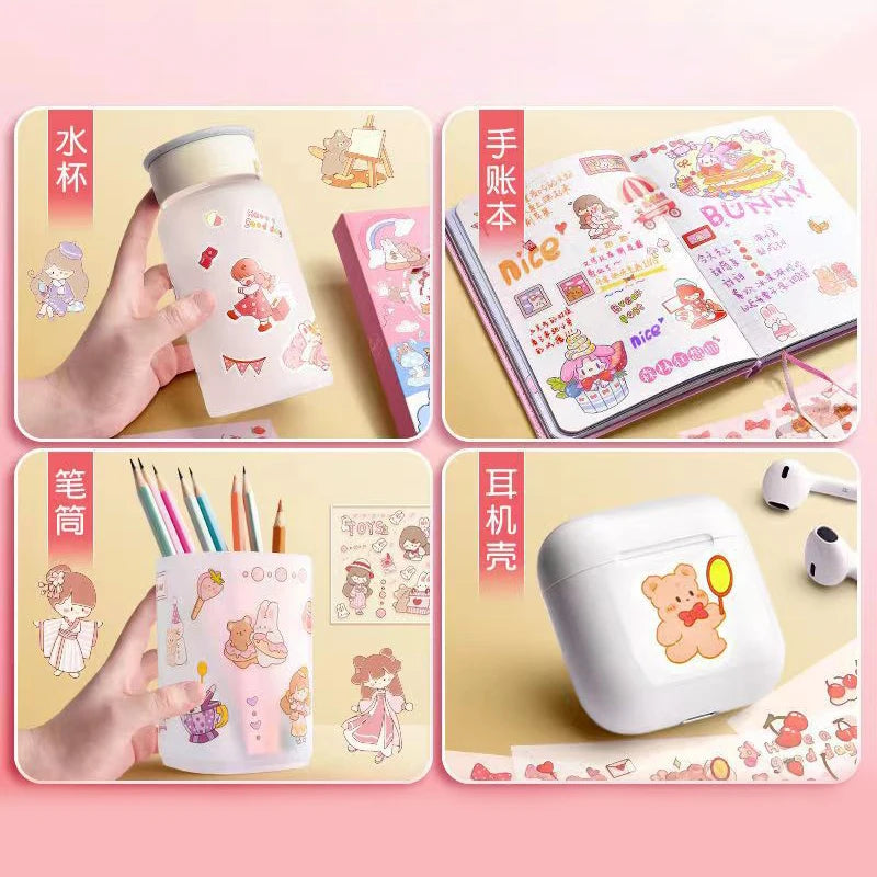 20pcs cute cartoon PET stickers for DIY scrapbooking, journals, and stationery decoration featuring adorable pet designs.