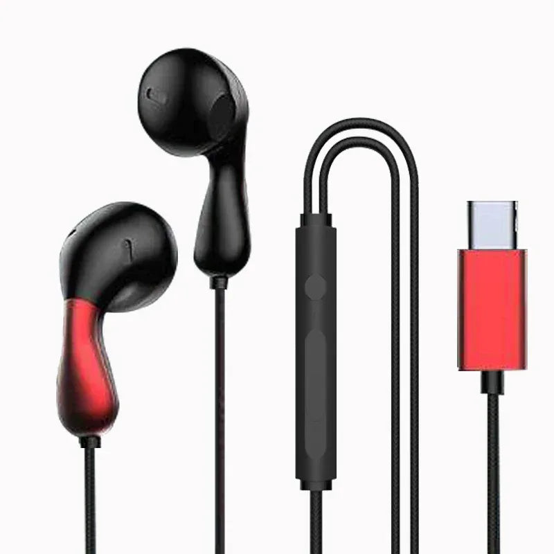 Tidesmit USB-C Wired Earbuds with HD Mic HiFi Stereo Sport Fit CZ20-Red Tidesmit