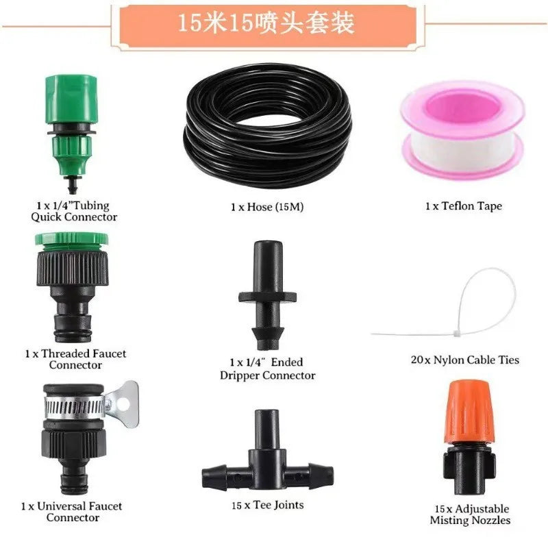 Adjustable Water Atomization Kit – A Cooling Marvel for Farms, Summer Outdoor Low-Pressure Garden Sprinkler, and Automatic Plant