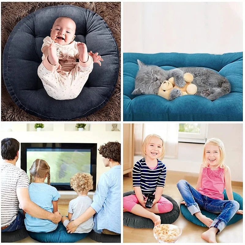 Green Large Round Floor Seat Cushion Thickened Tufted Tatami Mat Pad Ottoman Pouf Futon Chair Seat Meditation Seating Pillow 방석