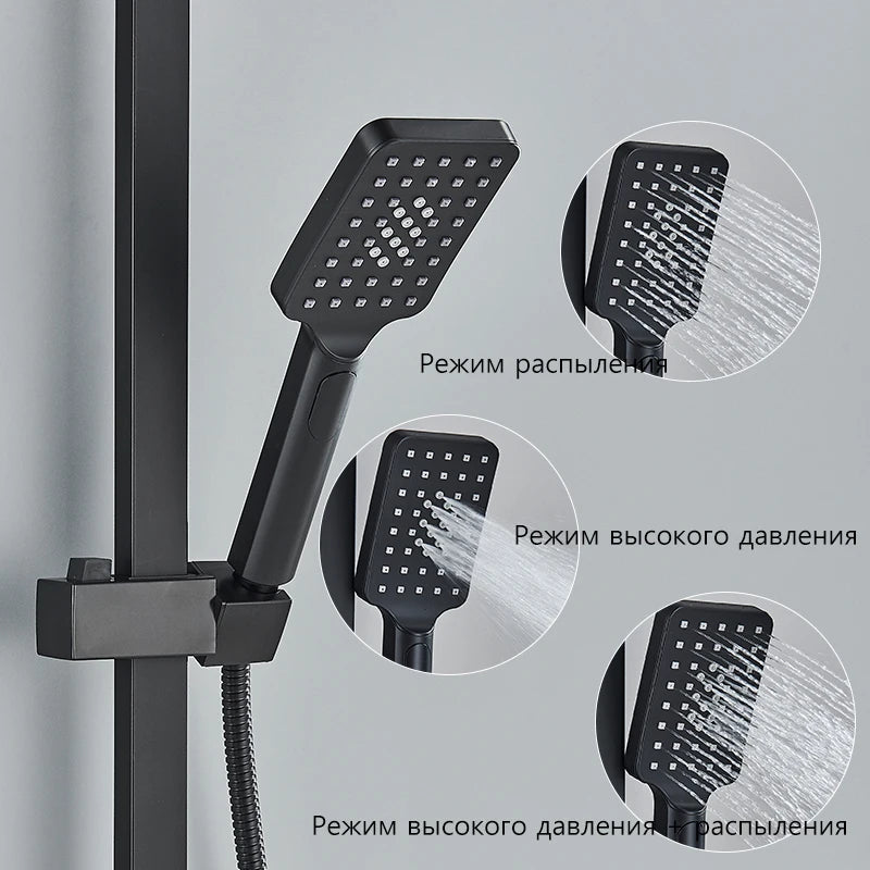 4 Ways Digital Display Shower Faucet Bathroom Thermostatic/Hot Cold Rainfall Shower Head Brass Rotate Mixers Bidet Faucet