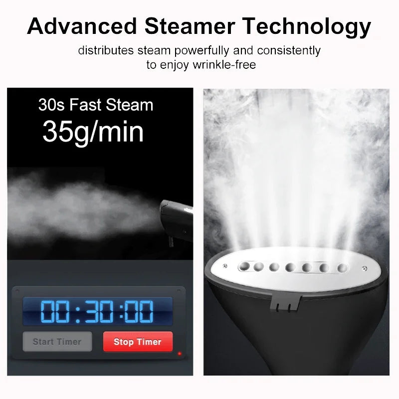 Tidesmit 2000W garment steamer featuring an attachable fabric brush for efficient laundry wrinkle removal