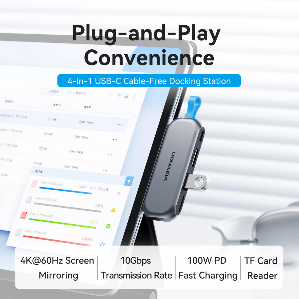 USB C Hub 4K 60Hz Adapter - 100W PD Charging for Laptop - Space Gray Tidesmit