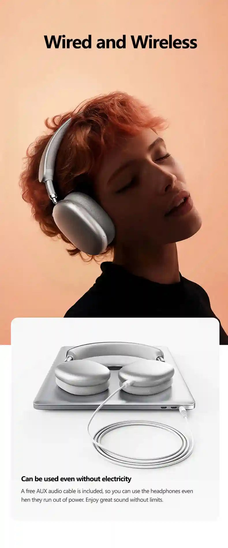 Wireless Headphones with Hybrid Active Noise Cancellation & 180H Battery Tidesmit