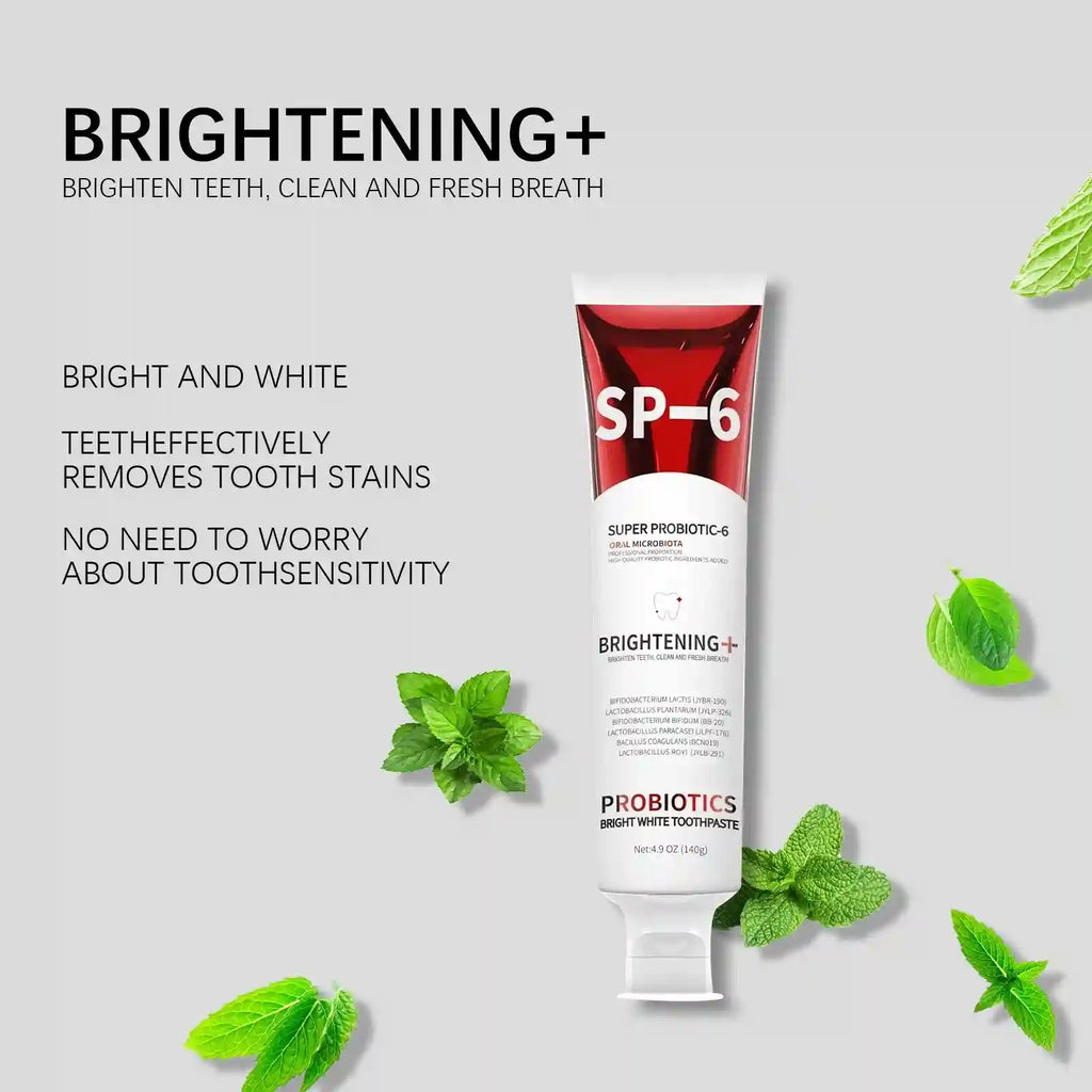 Tidesmit 140g SP-6 Probiotic Whitening Toothpaste for plaque removal, cavity prevention, and fresh breath.