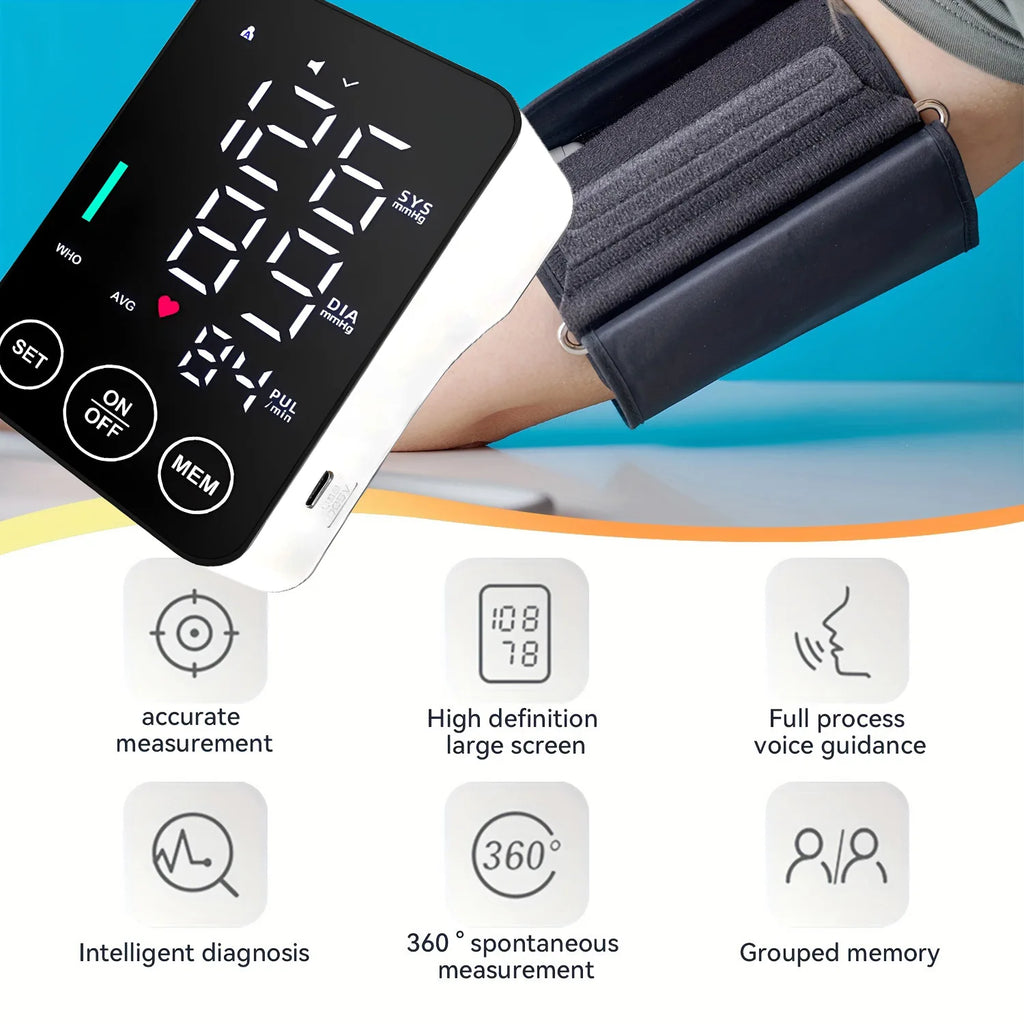 Blood Pressure Monitor Upper Arm Automatic Tonometer Digital Blood Pressure Meter BP Medical Sphygmomanometer Pulse BP monitor