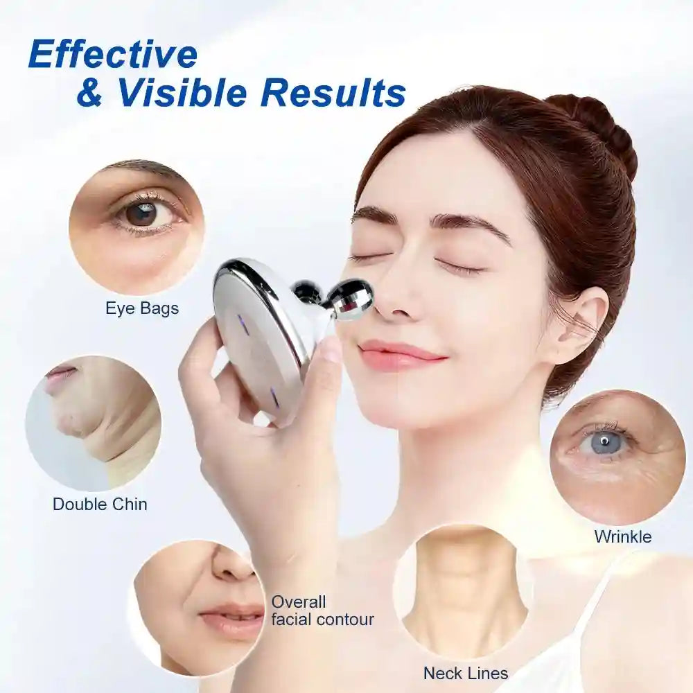 Microcurrent Face Roller Massager - V-Shape Facial Lift Tool (White) Massage Roller Tidesmit