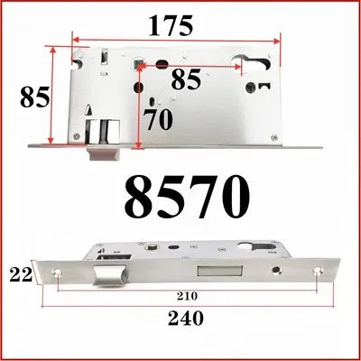 304 Stainless steel  door lock body  85x40 8545 5085 85x60 for Smart fingerprint hanlde lock Special size lift the handl to lock