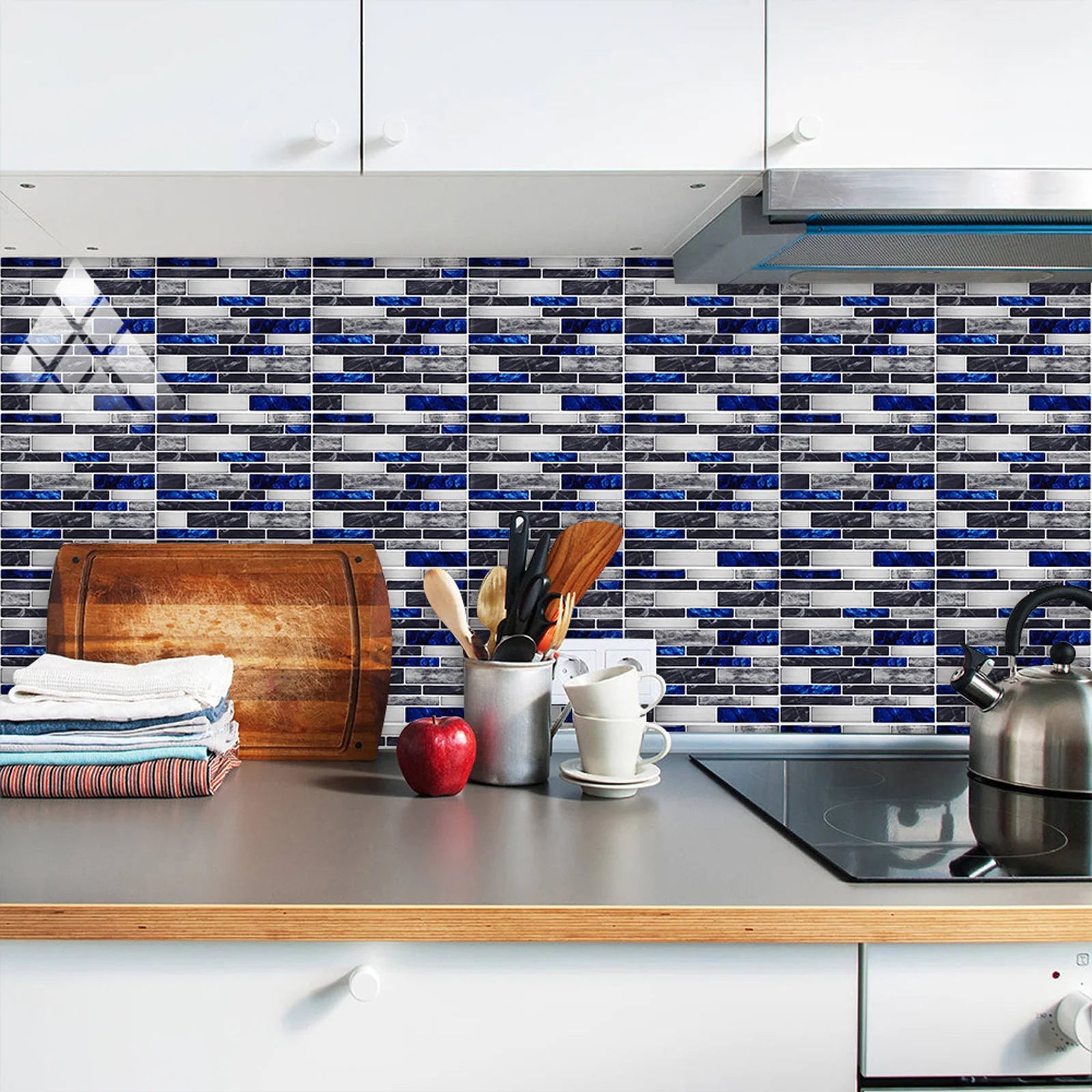 10pcs Self Adhesive Tiles Stickers Marble Mosaic Embossing Tile Stickers Kitchen Bathroom Waterproof  Wall Decals Decoration ﻿