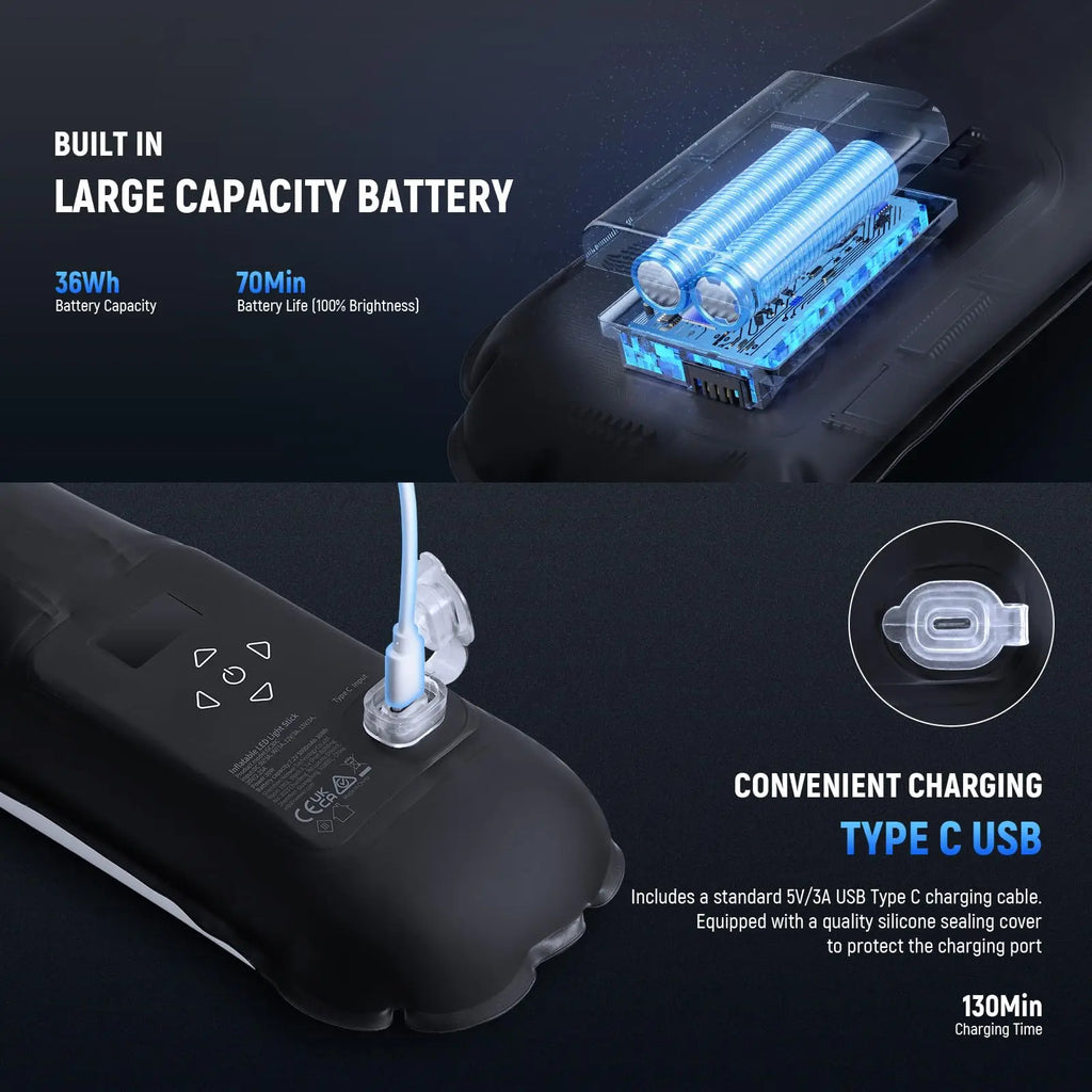 RGB LED Video Light Wand - 35.5 Inch Portable Handheld Tube Tidesmit