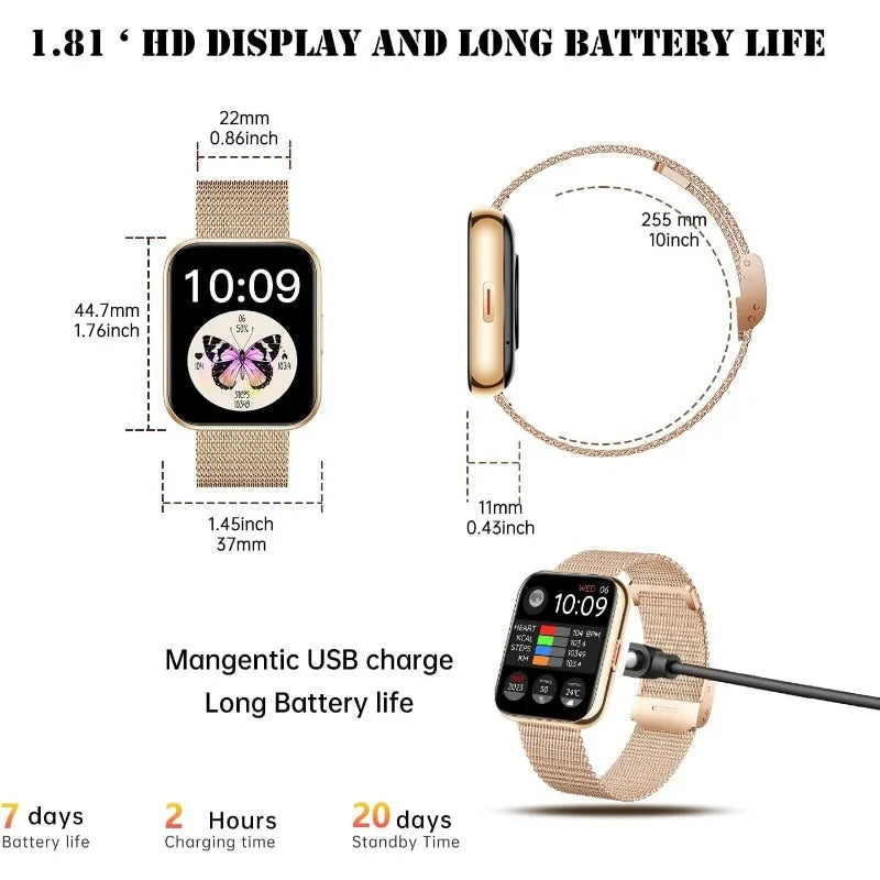 smart Watch (Answer/Make Calls), 1.85"HD Smart Watch for Women, AI Voice Smart Watch for Android/for iPhone, Sport Watch
