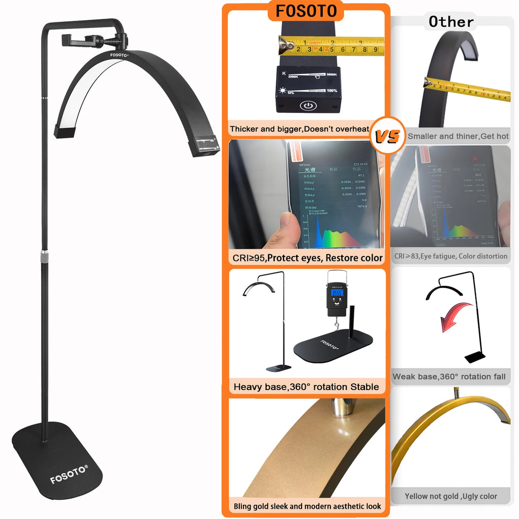 Half Moon LED Lash Light with Floor Stand - Adjustable Beauty Lamp Tidesmit