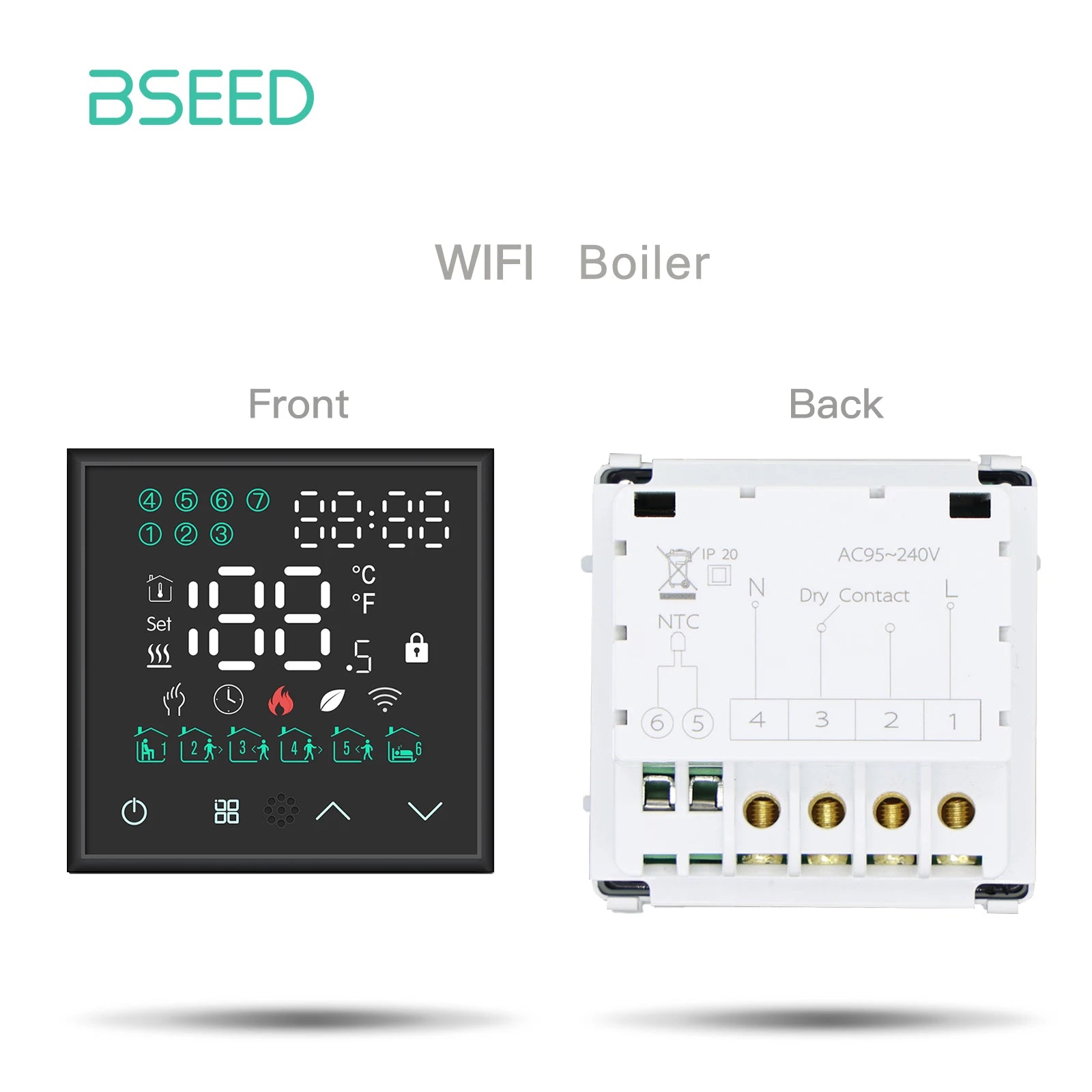 Tidesmit Smart Wi-Fi Floor Thermostat - App-Controlled Home Climate Black Boiler Module Tidesmit