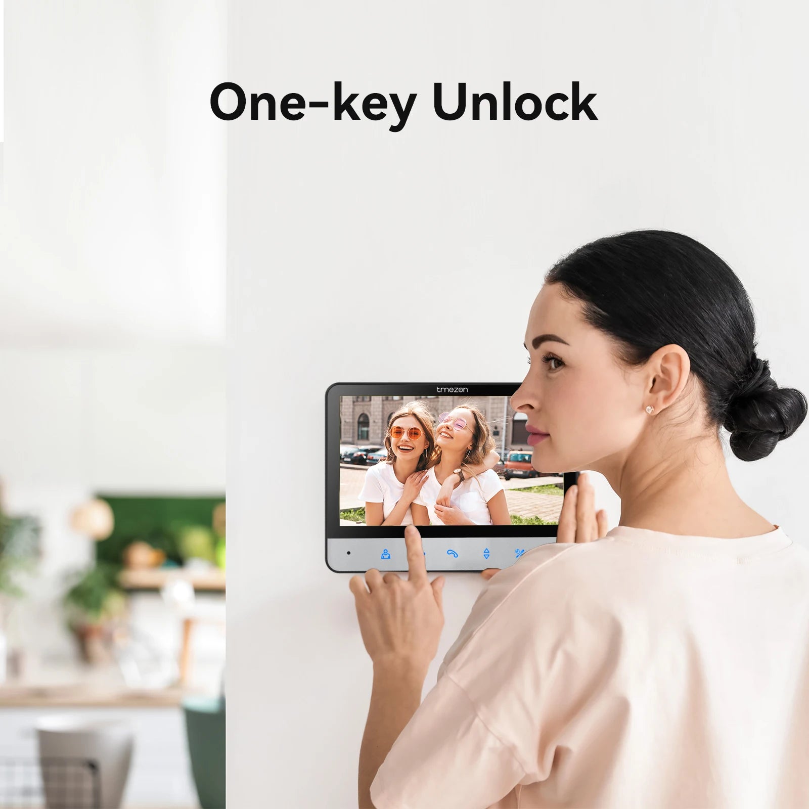 TMEZON V20 4-Wire Connected Video Intercom Kit with 7 Inch Colour Screen, Video Door Phone for a Family, Street Turntable, Camera Doorbell